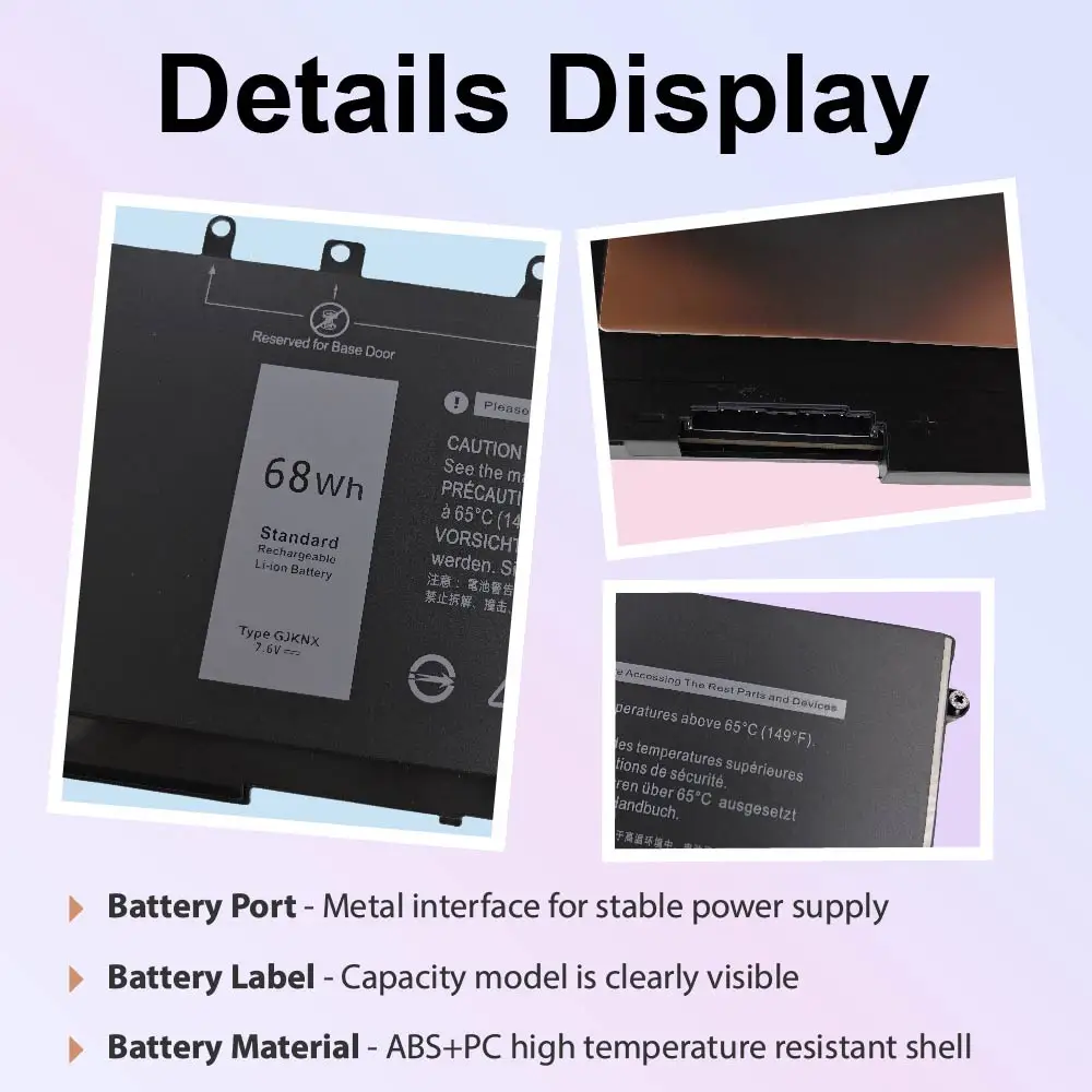 GJKNX Laptop Battery for Dell Latitude 5480 5580 5490 5491 5580 5590 5591 5280 5288 5488 5491 5495 E5480 E5580 E5490 E5590