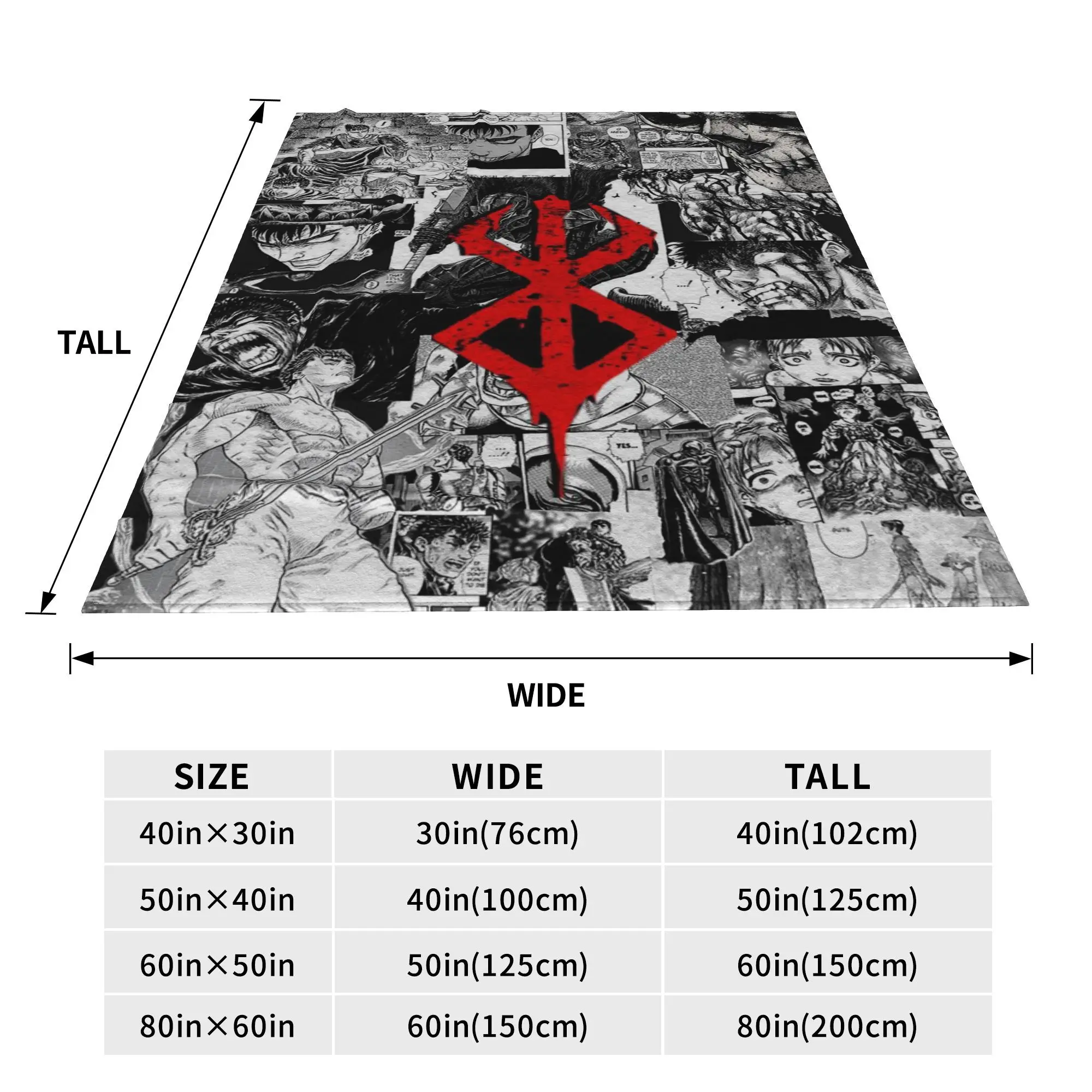 Japan Anime Berserk Swordsman Manga Guts Blankets Breathable Flannel Throw Blanket for Couch Bedding Travel Throws Bedspread