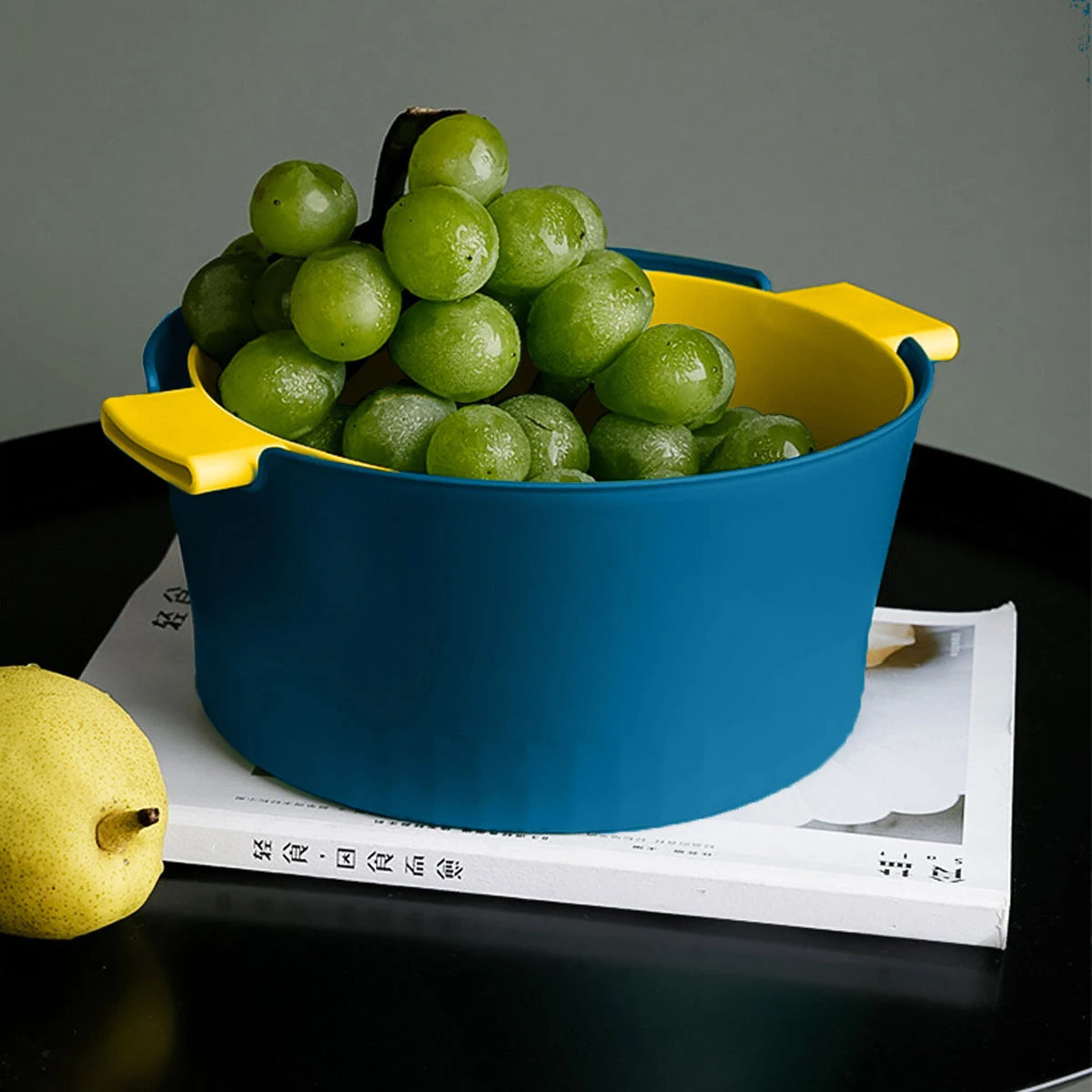 

Fruit Double Layer Vegetable Strainer for Sink Washer Kitchen Home Basket Drain Square