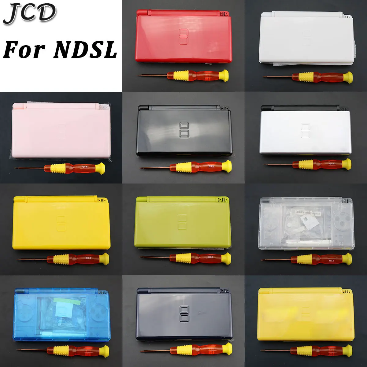 

JCD Full Repair Parts Replacement Housing Shell Case Kit with Buttons Screws Kit Screwdriver for DS Lite NDSL