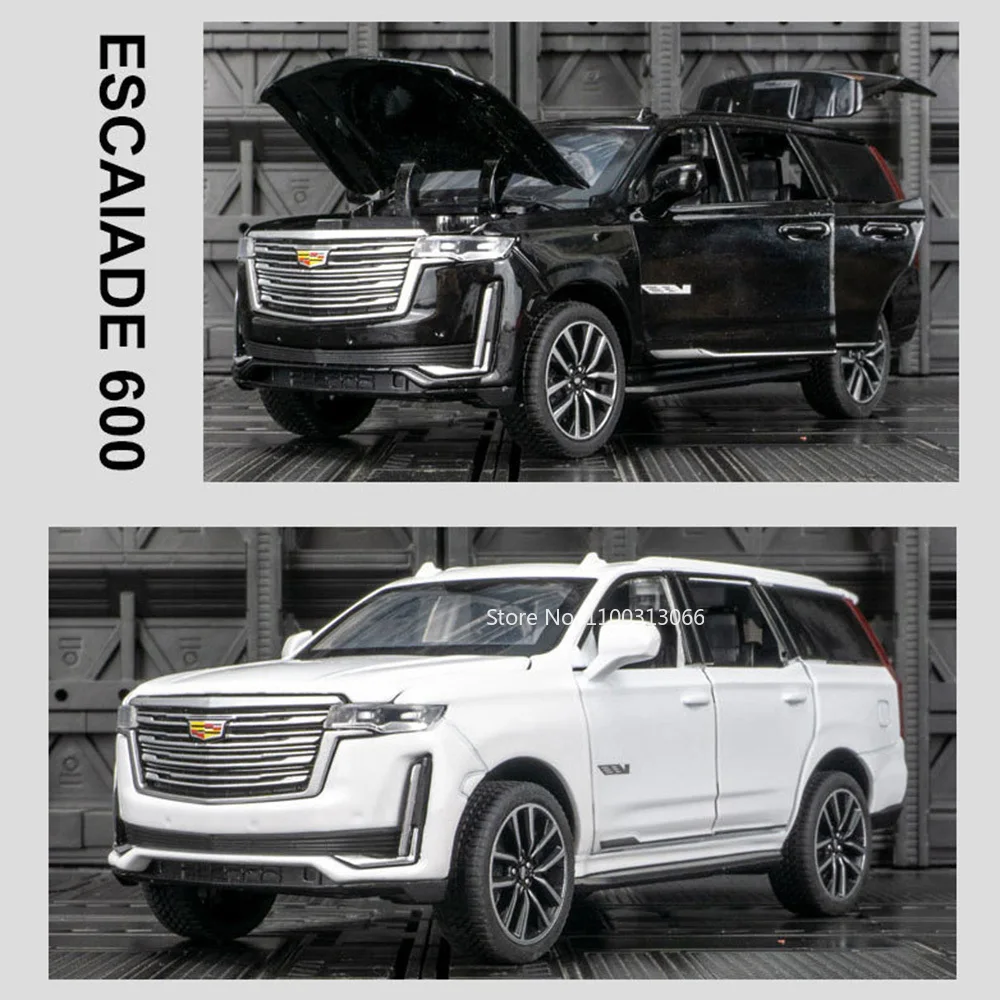 에스컬레이드 600 합금 자동차 모델 장난감, 금속 다이캐스트 오프로드 차량, 사운드 라이트, SUV 자동차 장난감, 어린이 선물, 1:32 체중계