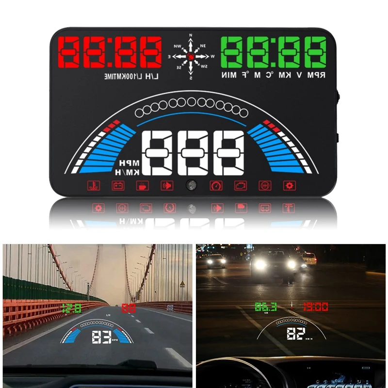 Head Up Display HUD S7 OBD2 + sistem peringatan GPS untuk Speedometer keselamatan pengemudi