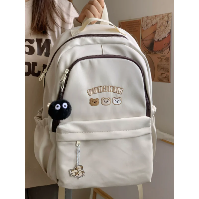 Women Backpack Kawaii Bear Embroidery Japanese Harajuku Laptop Travel Water Proof Aesthetic Y2k High Capacity School Bags Unisex