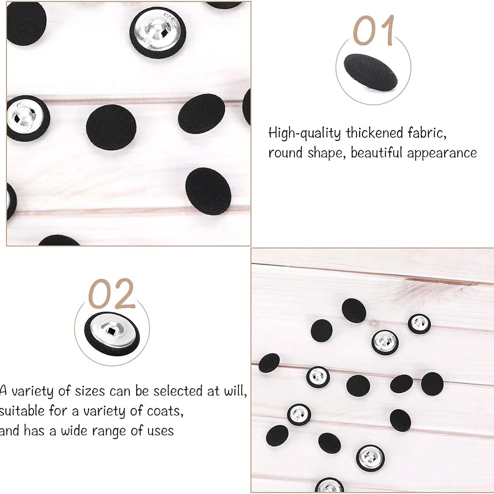 Chzimad 20Pcs 10/15/20Mm Handmade Satin Fabric Wrapped with Thin Button Flat Back DIY Decorative Button Cutting Pasting Craft