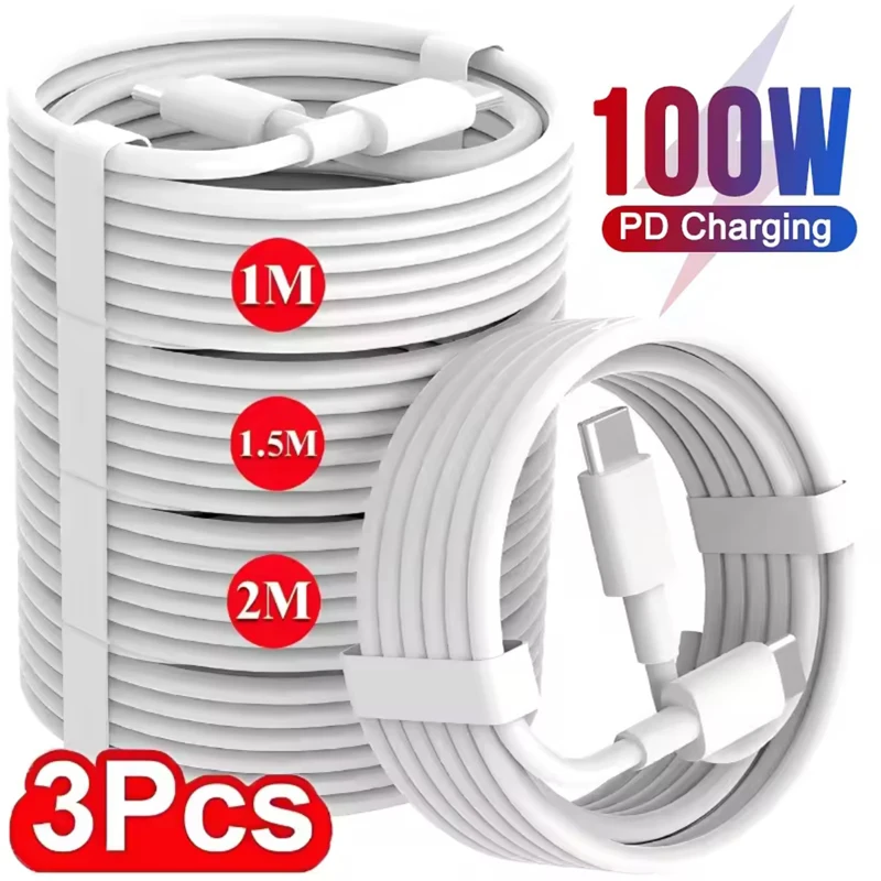 

3Pcs PD 100W USB C to USB Type C Cable Fast Charge Data Cable For Huawei Samsung Xiaomi Macbook iPad Data Line Type C To Type C