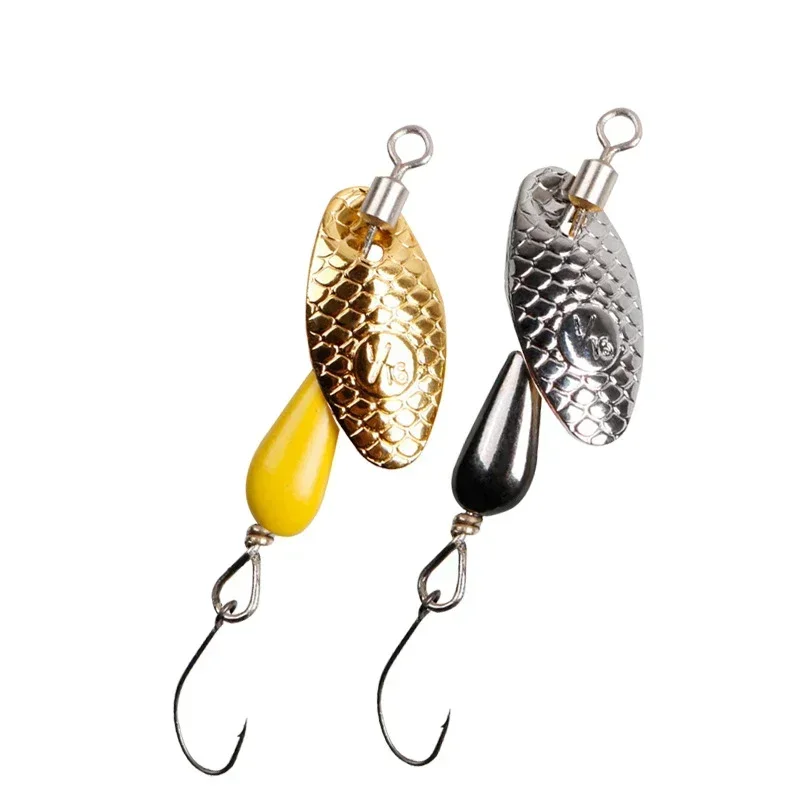 2Pcs Spinner Spoon Metal Bait Fishing Lure 5.5cm/2.8g Sequins Long Shot Spoon Baits for Bass Trout Perch Pike Rotating Fishing