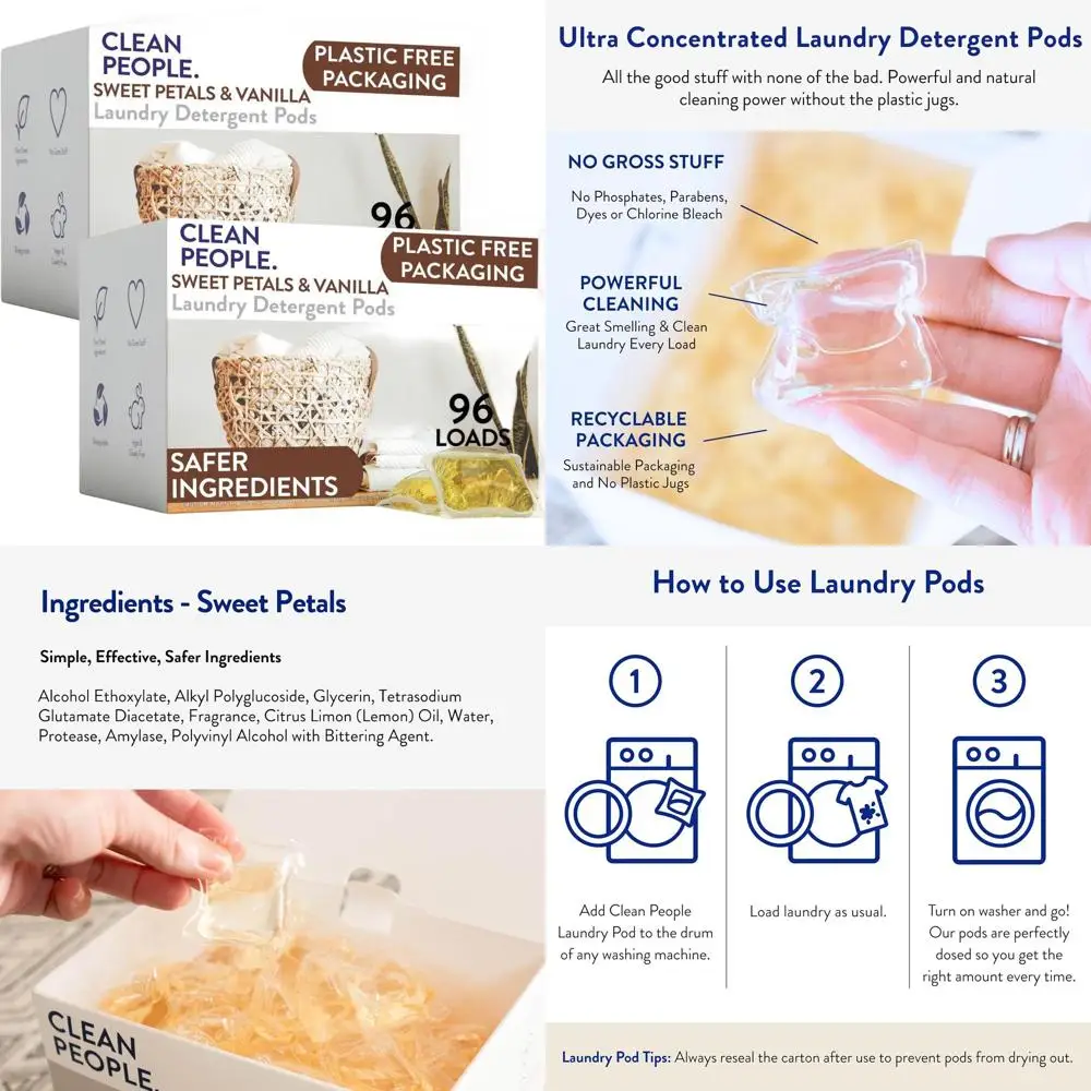 

Гипоаллергенные концентрированные капсулы для стирки - аромат Sweet Petals, 192 перерабатываемых капсулы