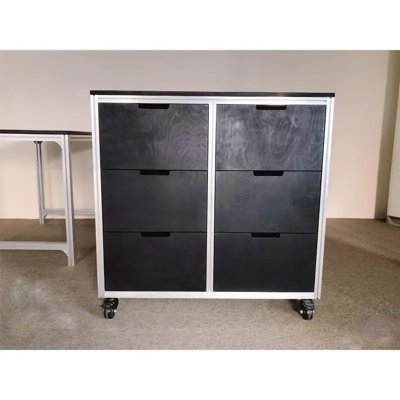 

Aluminum profile ocean plate black chest cabinet simple modern home locker drawer dining side cabinet living room