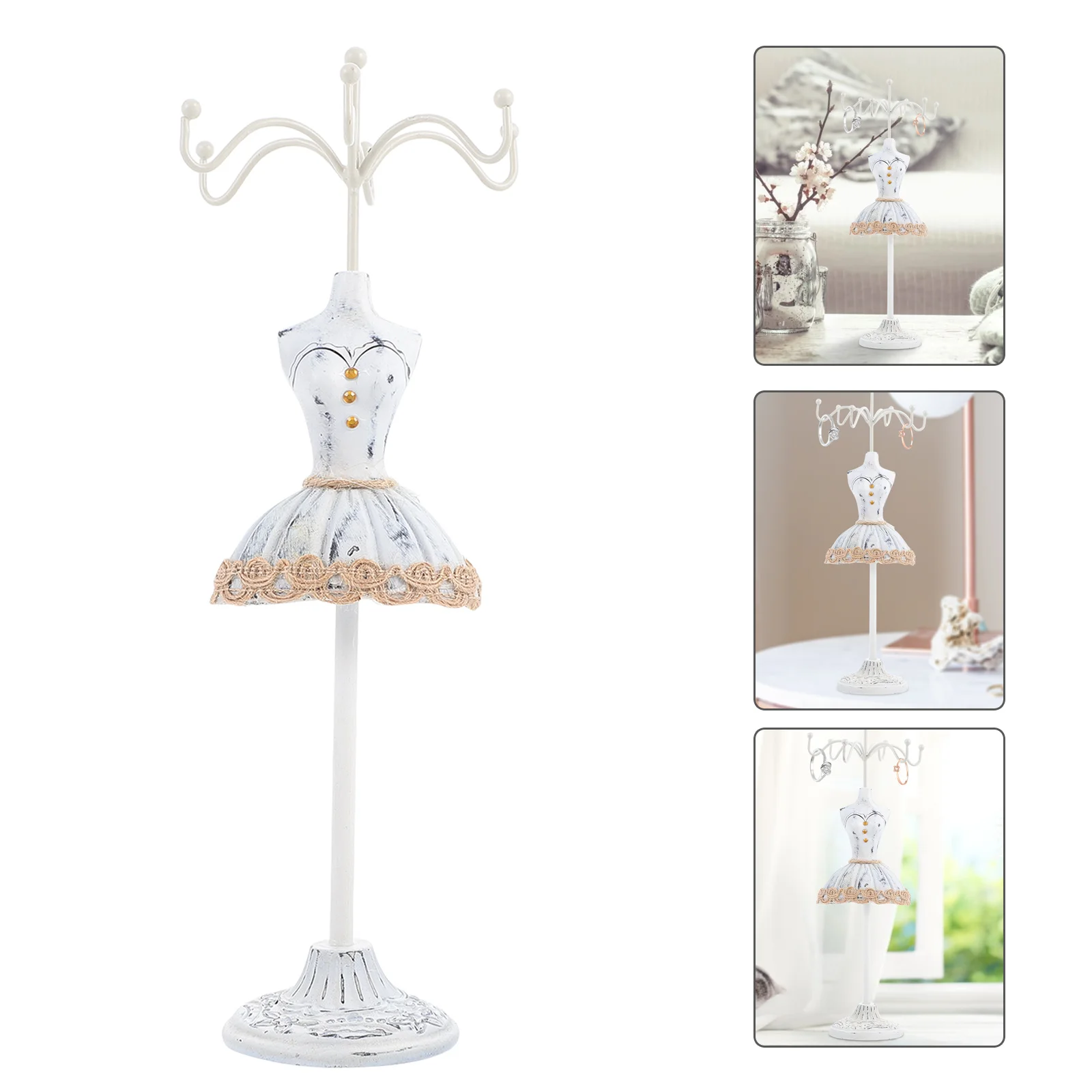 

Rotating Jewelry Stand Display Earring Storage Shelf Earrings Holder Organizer Resin Rack