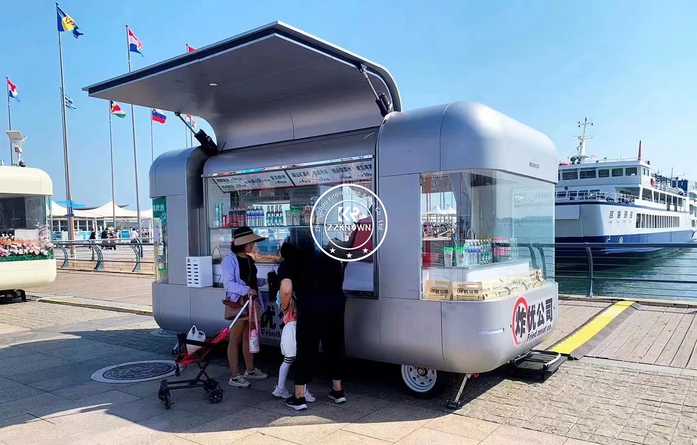 Carrello per alimenti mobile australiano Carrello per fast food in acciaio inossidabile Concessione di gelato Bubble Tea Bar Rimorchio per caffè in vendita negli Stati Uniti