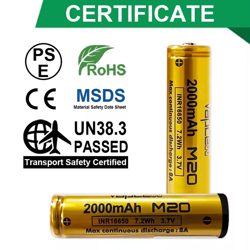 Original Vapcell 16650 M20 Batterie 2000 mah 3,7 V 8A Wiederaufladbare Lithium-Batterie INR 16650 für Taschenlampe Power werkzeug Spielzeug
