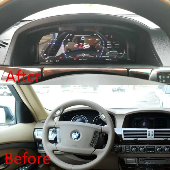 Upgrade LCD Digital Cluster Speedometer Instrument With Carplay New Auto Meter 7-Series E65/E66 2003-2007