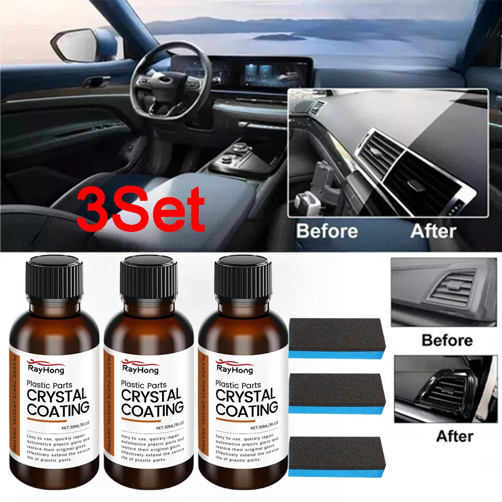 

3 комплекта автомобильного пластикового покрытия Ref*rbishing Agent, хрустальное покрытие для автомобильного пластикового обновляющего покрытия