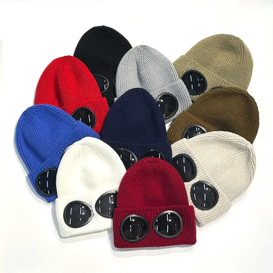 New Unisex Men Women Knitted Hat with Goggles Windproof Winter Warmer Ski Beanies Soft Warm Anti-slip Ear