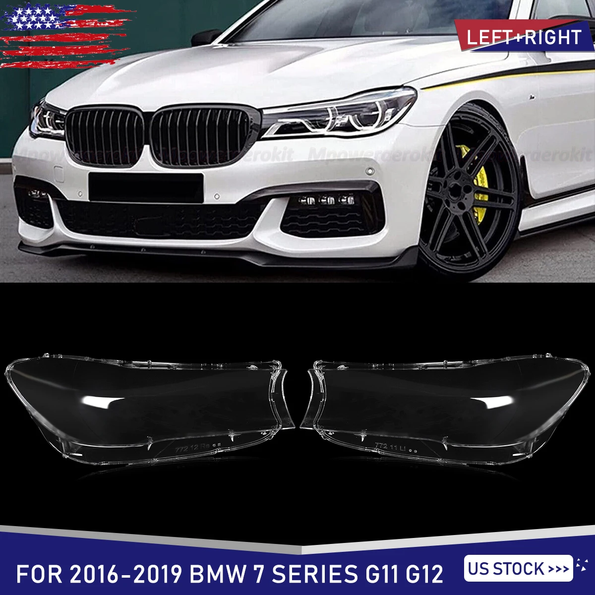 

2 прозрачных крышки объектива фар для BMW 7 серии G11 G12 740i 750i 2016-2019