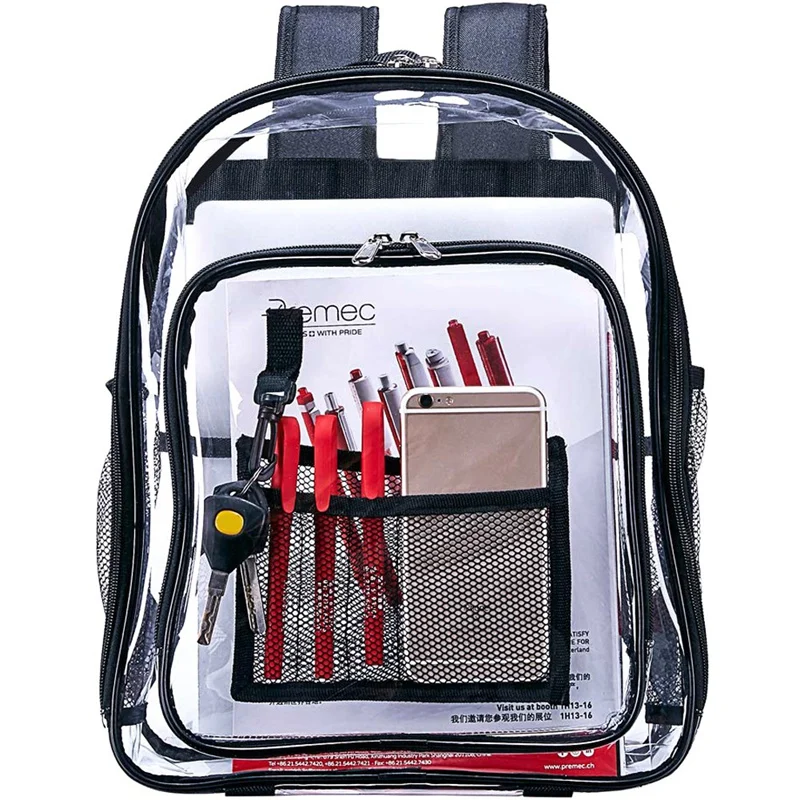 Heavy Duty Clear Backpack,Security Transparent School Backpack,See Through Bookbag For Work, Security Check And Travel