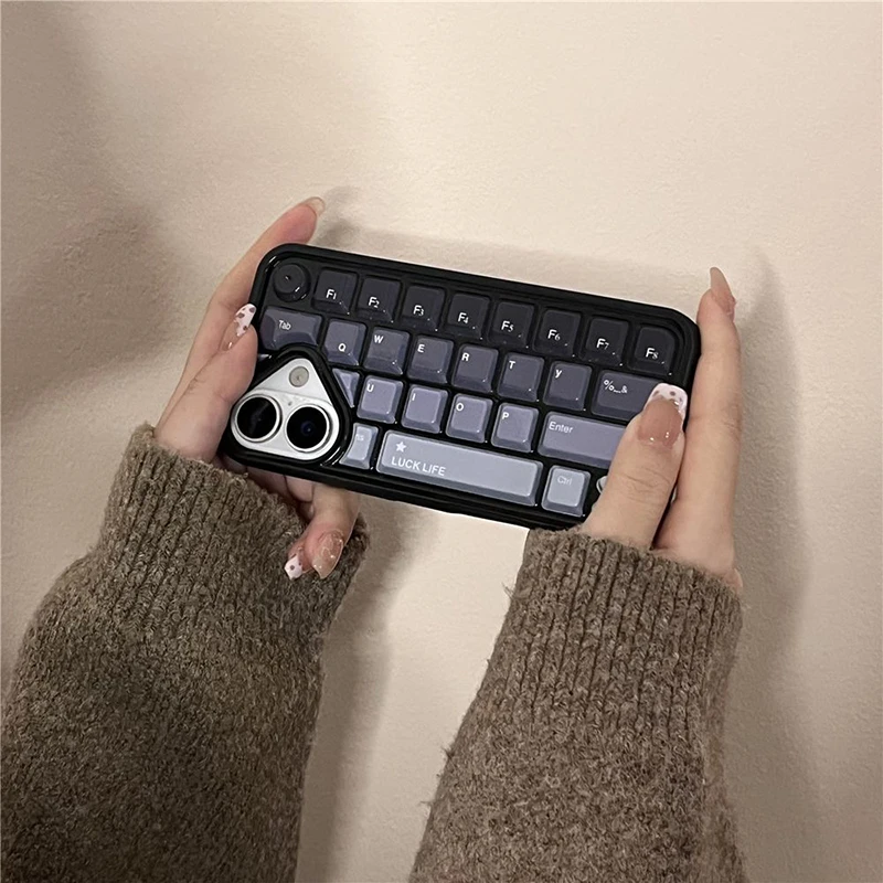 Ins Creative Fashion Simple Solid Color Case Compatible for IPhone 11 15 13 16 14 12 Pro Max 16 13 15 12 Pro Keyboard Soft Case
