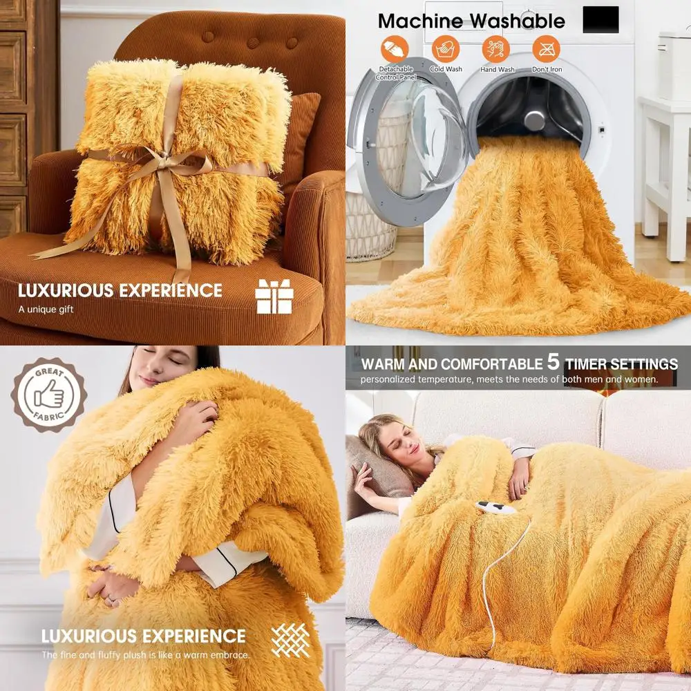 

Twin Size Sherpa Electric Blanket - 10 Heat & 5 Timer Options, Ideal Winter Gift for Women & Grandmas, Beige