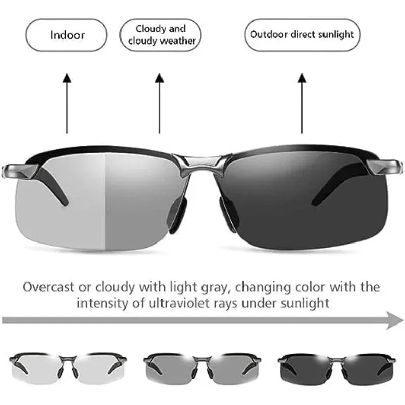 Photochromic Polarized Sunglasses Sport Sunglasses Day and Night Driving Glasses Ultra-Light Sun Glasses Cycling Glasses for Men