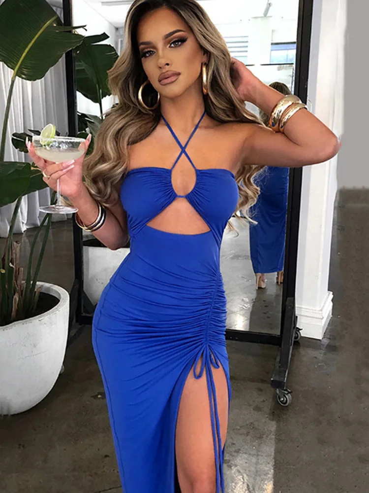 Sleeveless Sexy Female Midi Backless Dresses Slim Night Club Party Women\'s Dress Bodycon Vestidos Elegantes Para Mujer