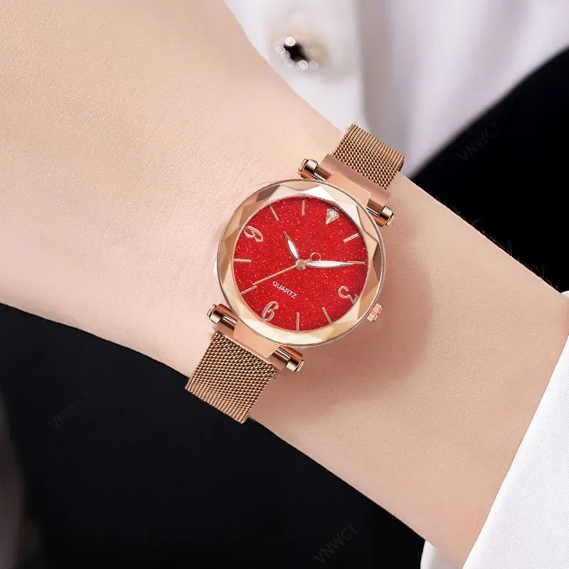 Women Watches Starry Sky Watch Fashion Heart-shaped Bracelet Gold Ladies Wristwatch Luxury Female Diamond Watch Set