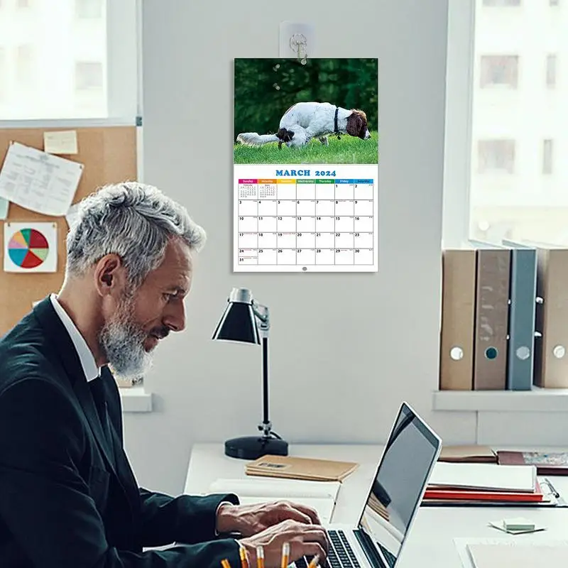 Dogs Pooping Calendar 2024 Funny Animal Wall Calendar Dogs Pooping In Beautiful Places Hangable Monthly Wall Calendars
