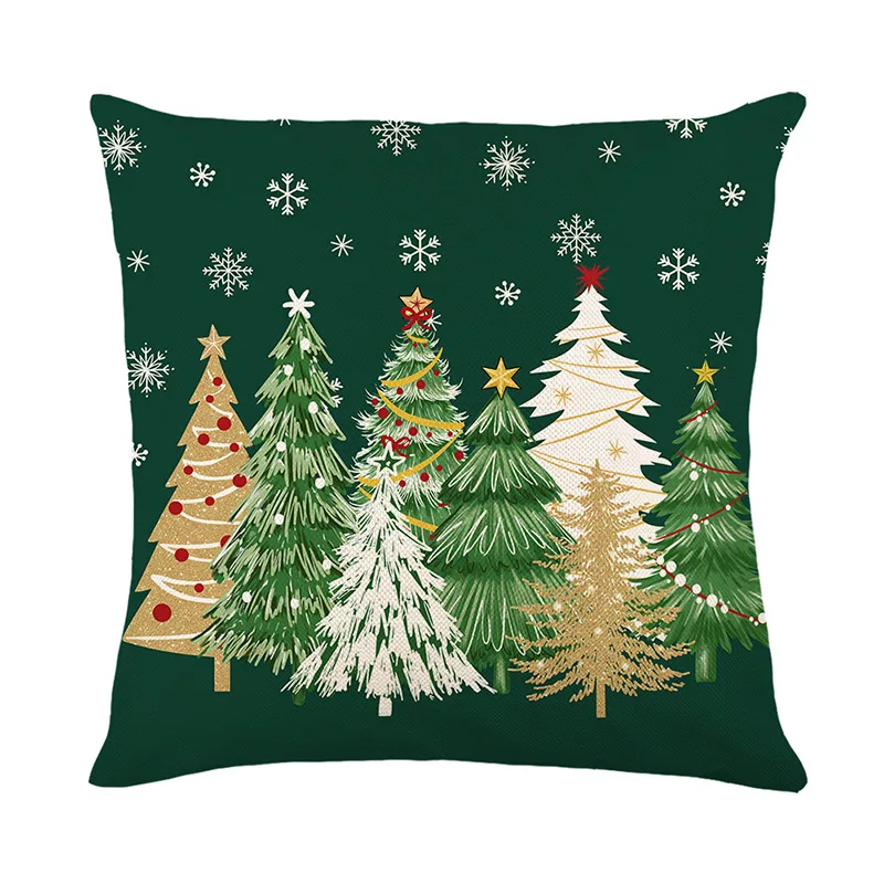 

Funda de almohada navideña de 45x45cm, juego de 4, decoración de estrellas de árbol de Navidad, funda de almohada de invierno