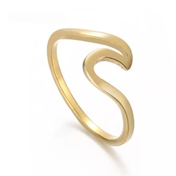 316L Stainless Steel Wave Rings For Women Men New Simple Design Sea Wave Shape Ring Size 5-10 Surf Wavy Jewelry