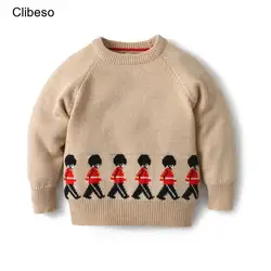 Clibeso Jungen Strick pullover Kinder Stickerei Soldat Pullover Säugling Strickjacke Kinder Winter Strick pullover Tops Junge Strickwaren