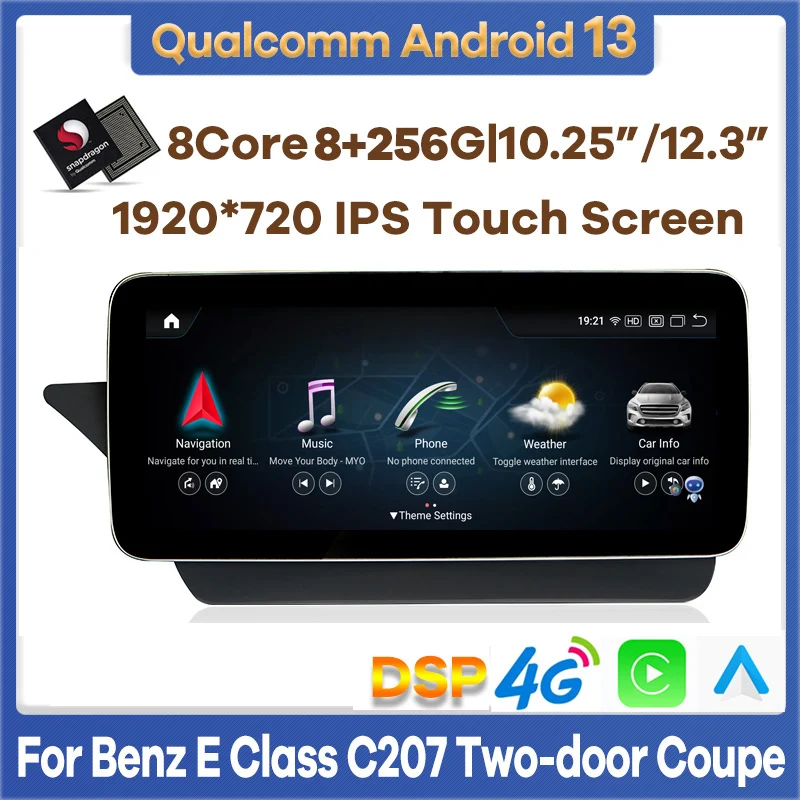 

Android 13 Qualcomm 8 + 128G автомобильный мультимедийный плеер GPS Радио стерео для Mercedes Benz E Coupe W207 A207 C207 2009-2016 CarPlay