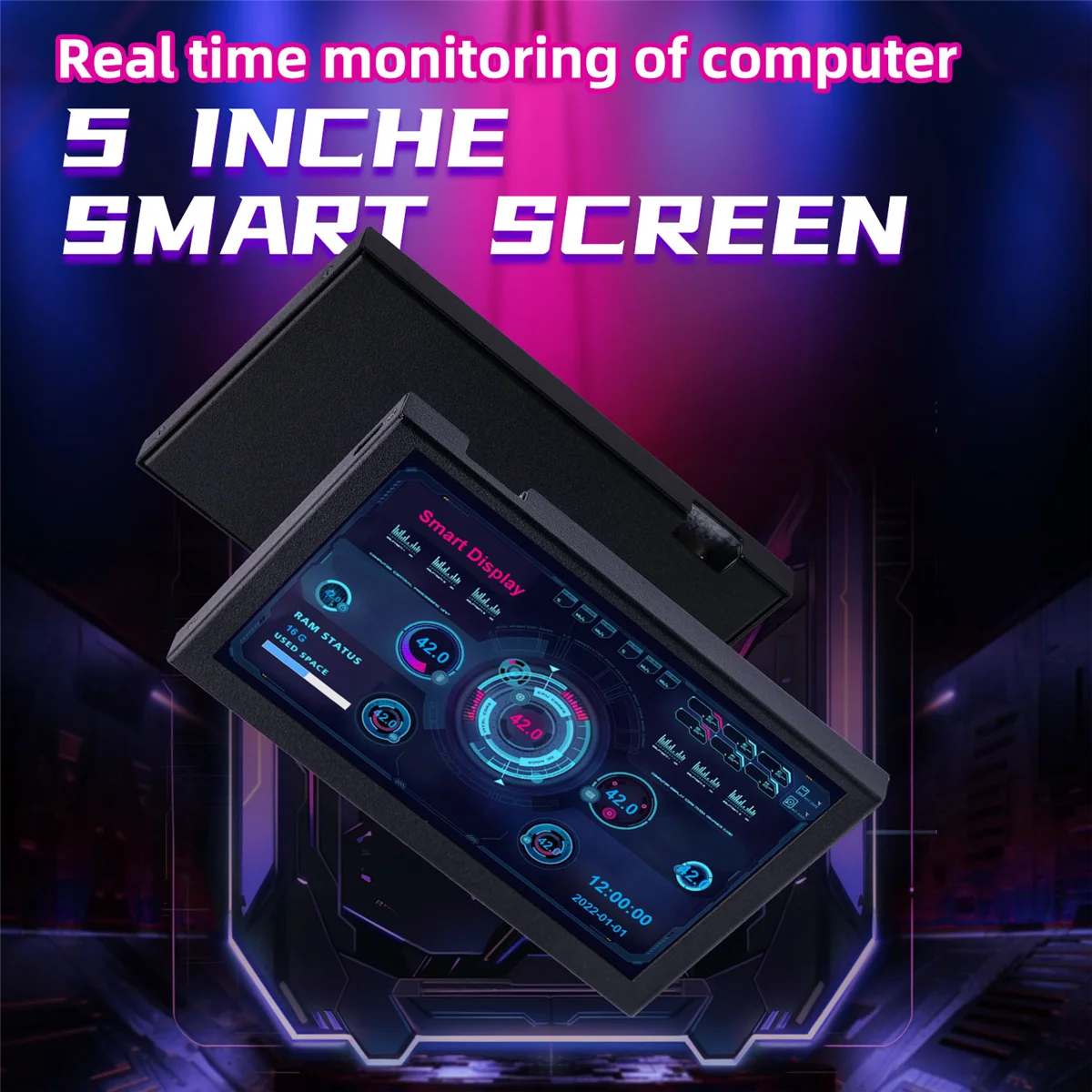 

ABJU 5Inch Screen LCD Monitor Driver Control Board AIDA64 Screen Auxiliary IPS for Computer ITX PC Case B