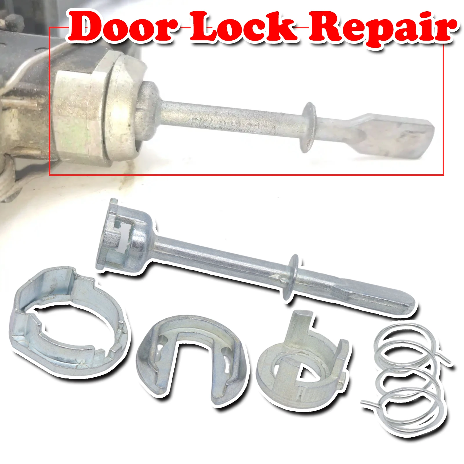 

5pcs Car Front Door Handle Lock Cylinder Barrel Paddle Repair Kit For Seat Cordoba Ibiza VW Derby Polo Tool 67MM Set Replacement