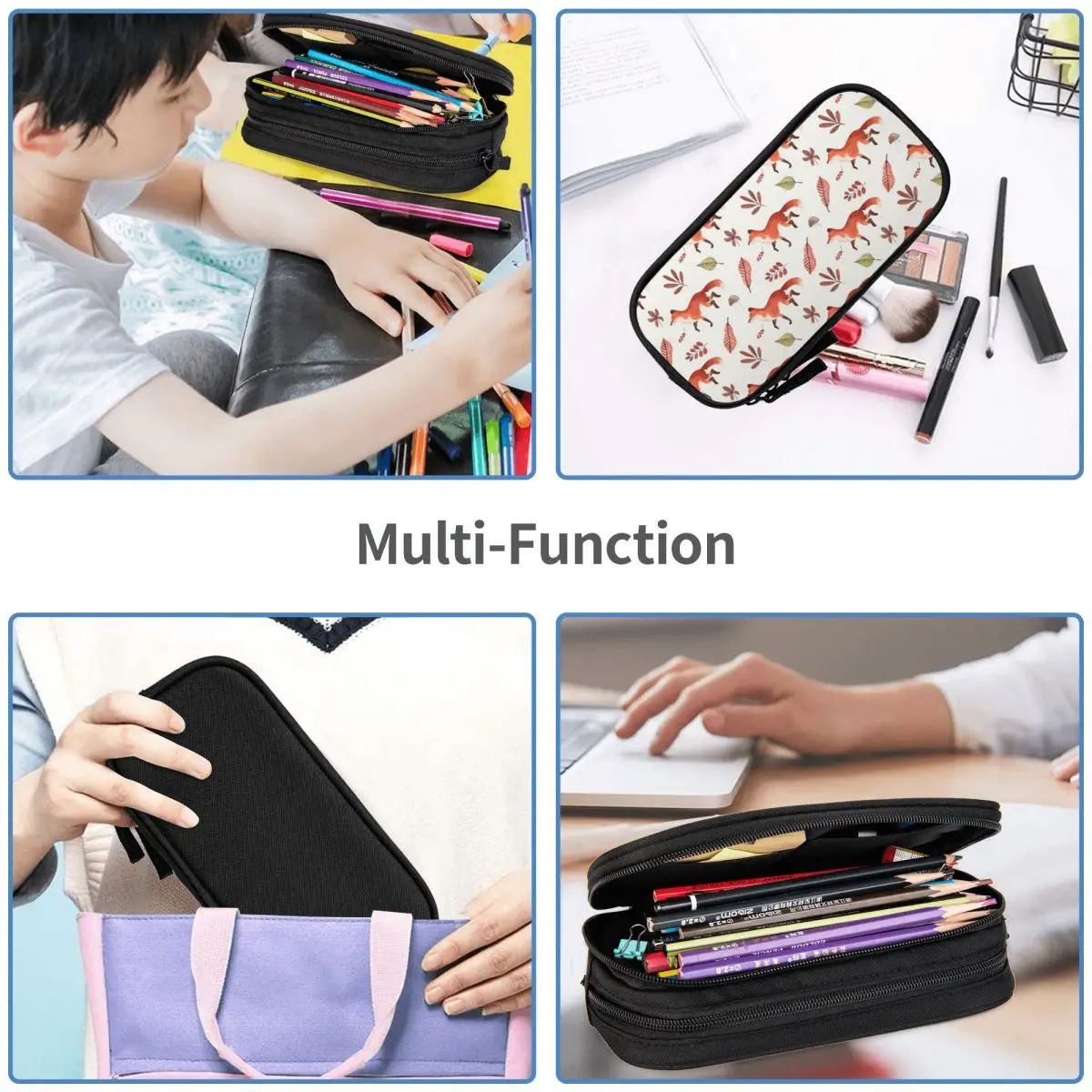 Fall Fox Watercolor Pattern Pencil Cases Big Capacity Pen Bags Pen Box Pencil Pouch For Boys Girls Students Stationery School