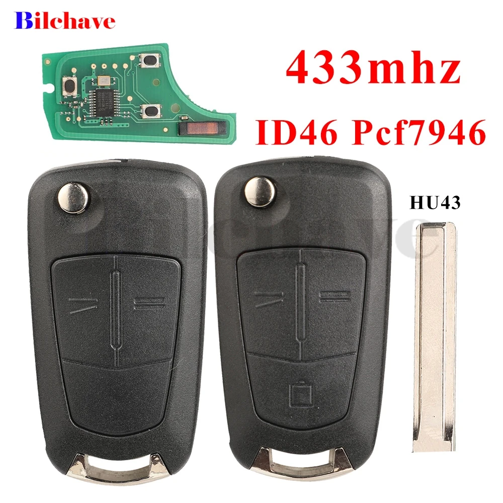 

Jingyuqin 433 МГц ID46 Pcf7946 ЧИП откидной дистанционный ключ от автомобиля для Opel Vauxhall Astra H Zafira B Vectra C Corsa D Meriva Signium