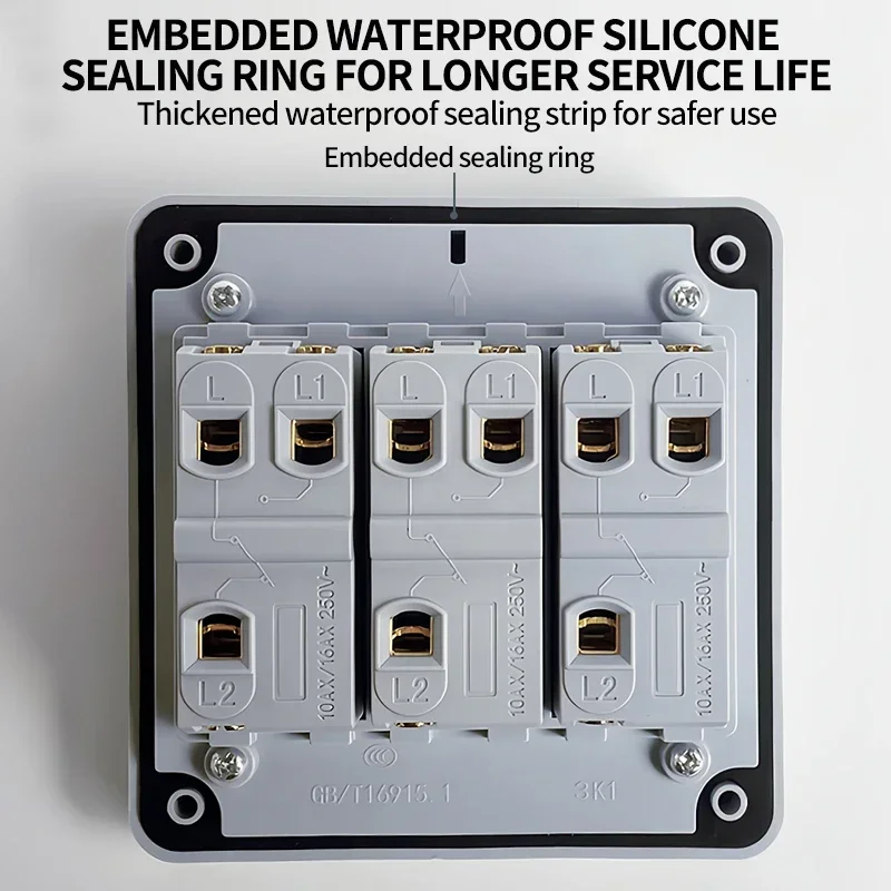 ​ ​ Interruptor de parede à prova d'água multi-gang IP66 16A - Controle elétrico de botão externo para casa e jardim ​ ​   1gang/2gang/3gang