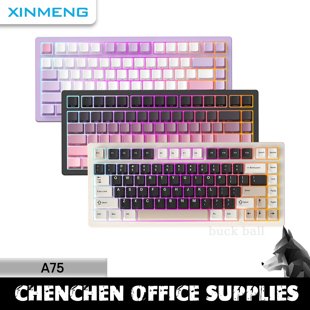 

XINMENG A75 Mechanical Keyboard USB/2.4G/Bluetooth 3 Mode Wireless Gamer Keyboards RGB Backlight Hot Swap Gaming Keyboards Gift