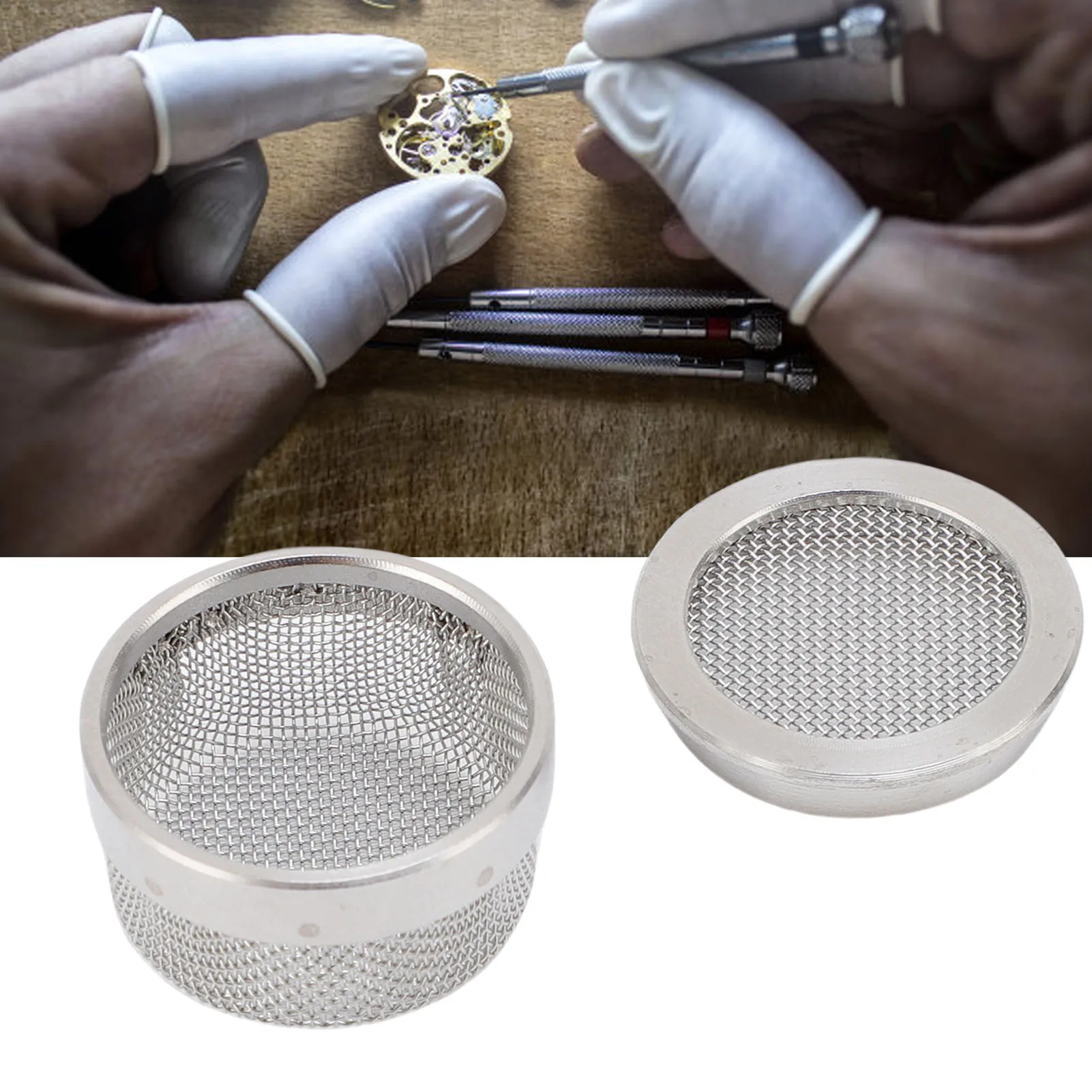 Watch Parts Cleaner Basket Stainless Steel Watch Repair Mesh Holder Basket for Jewelry Tiny Components