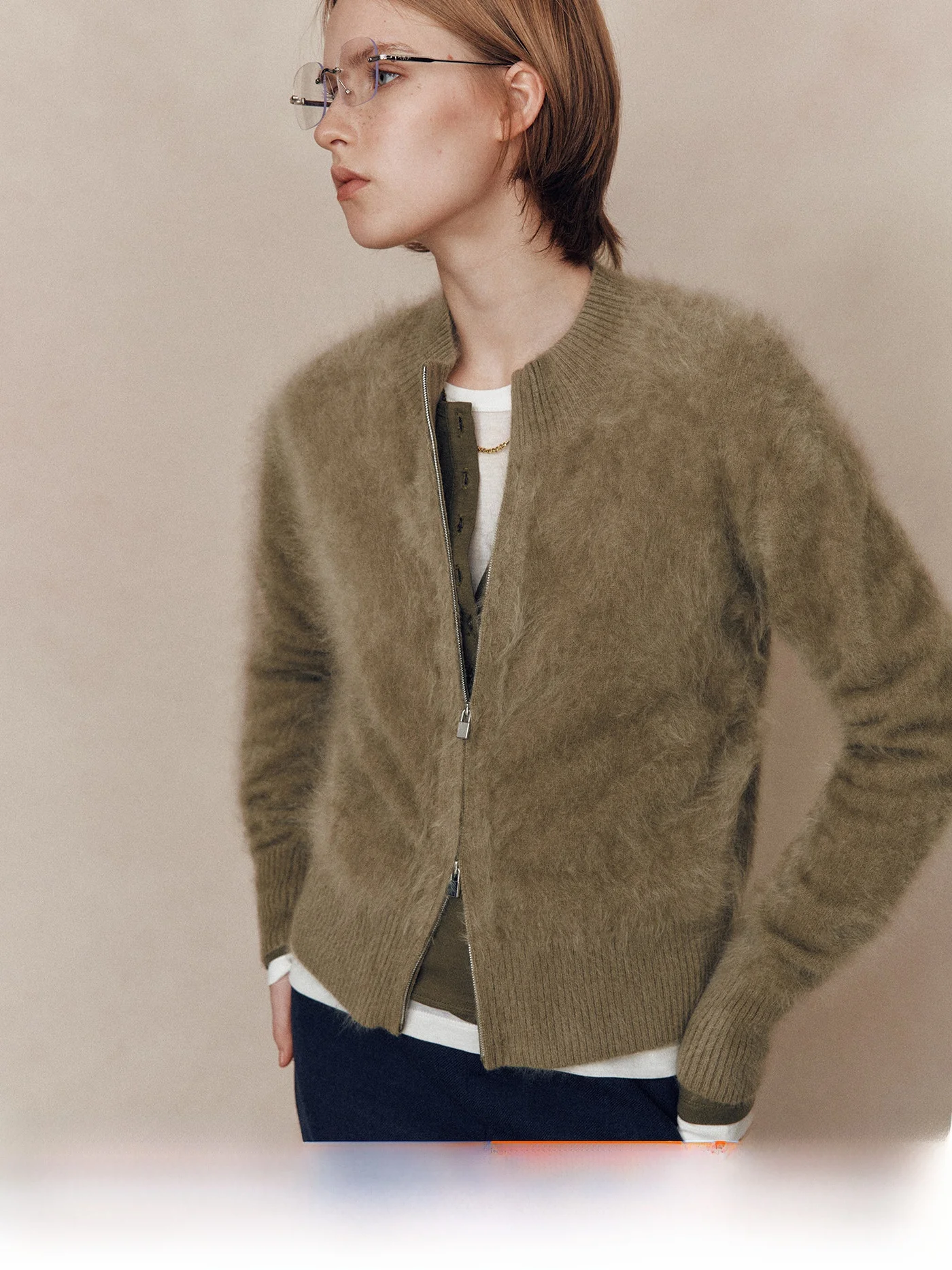 

Classic round Neck Zipper Knitted Cardigan Women's Cashmere 100% Soft Long Sleeve Citywalk Fashion Warm Regular Fit Single Piece