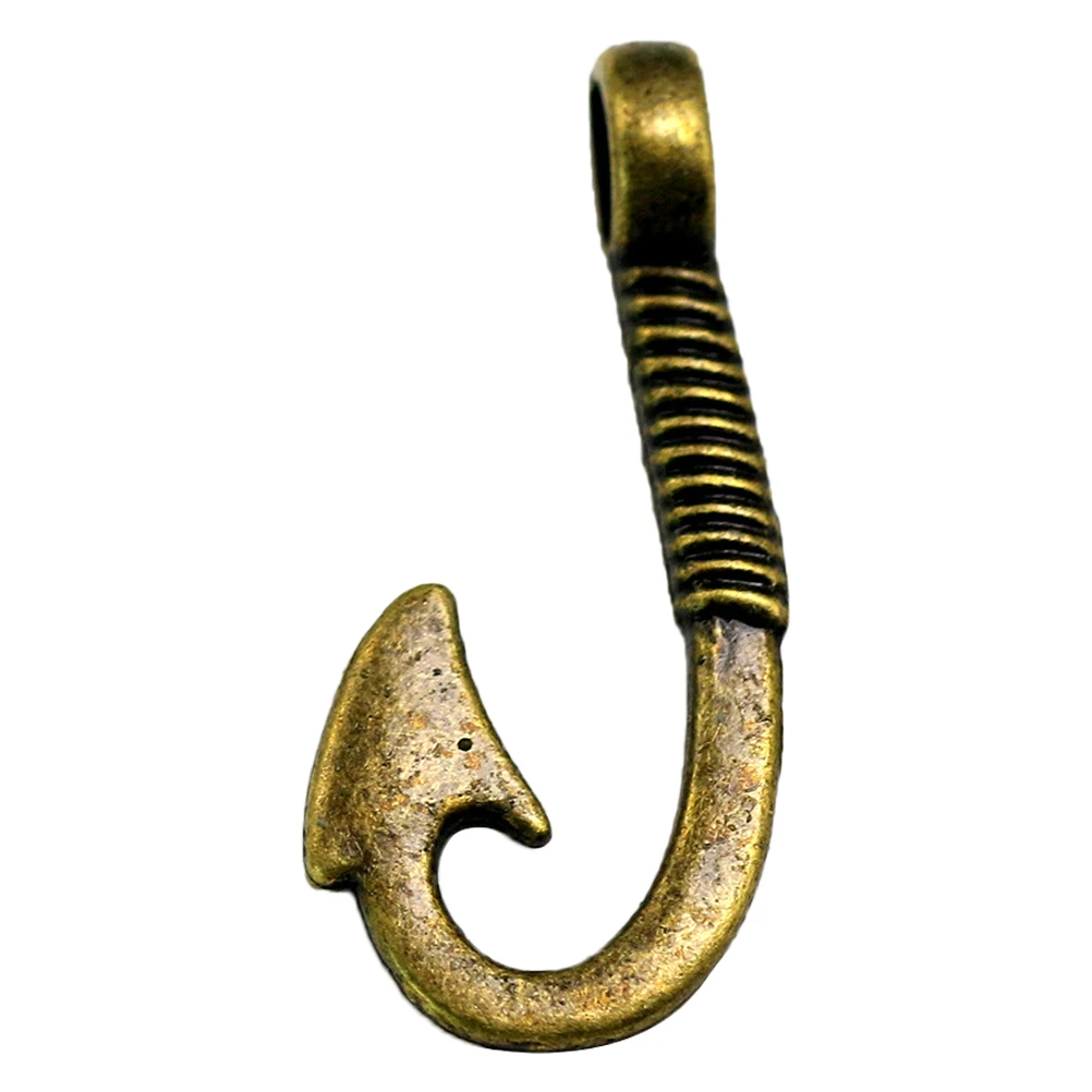 

50 Pcs Bronze Fish Hook Pendant Fashion DIY Necklace Vintage Bracelet Jewelry Making