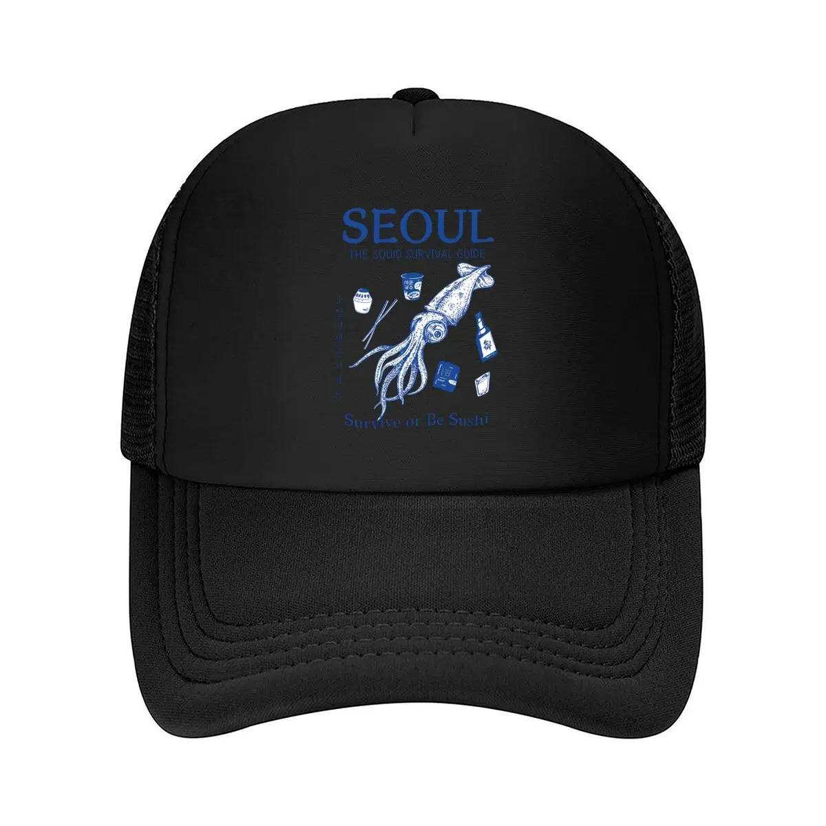 Seoul The Squid Survival Guide Survive Or Be Sushi Mesh Baseball Cap For Womens Unisex Female Beach Dad Hat Hip Hop