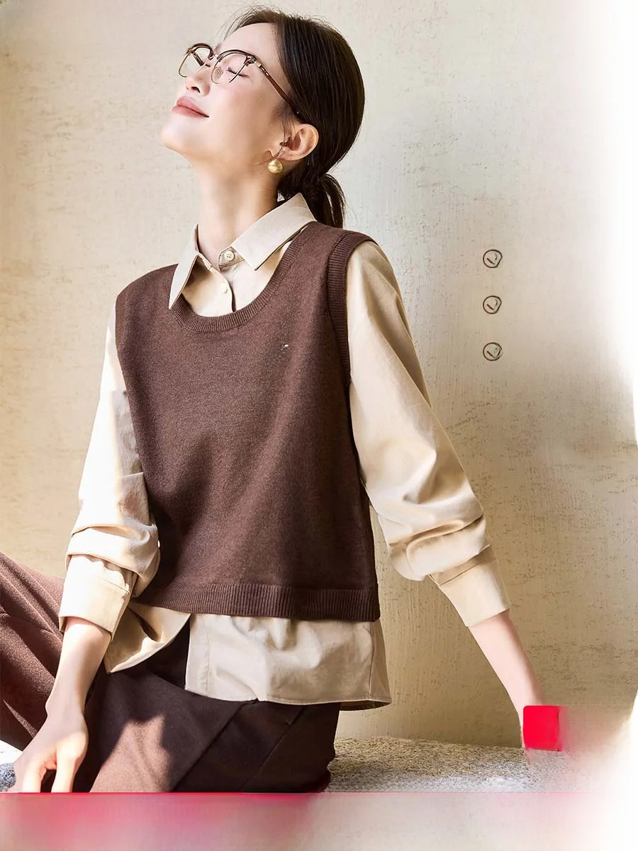 

Miumei повседневный студенческий Sle irt женский лоскутный комплект из двух предметов с длинным светом из смеси хлопка моющийся зимний топ