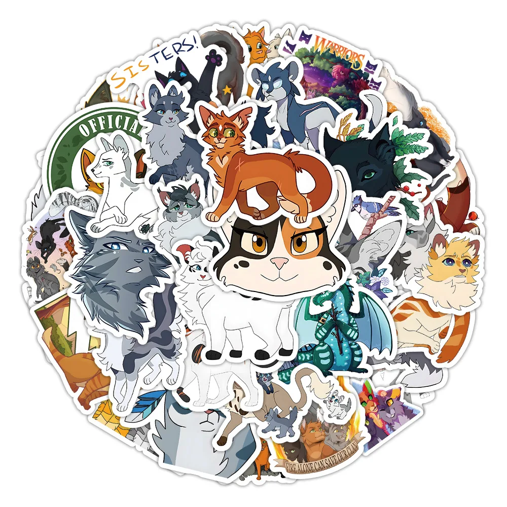 

10/50/100PCS Cat Warrior Cartoon Graffiti Sticker Creative DIY Diary Laptop Phone Water Cup Guitar Luggage Skateboard Decal Toy