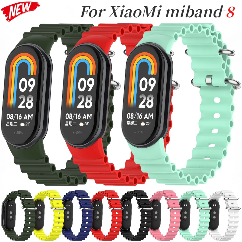 

Ocean Silicone Strap For XiaoMi miband 9 8 Smart watch Sport Soft Replacement bracelet Belt For XiaoMi Band 8 Accessories Correa