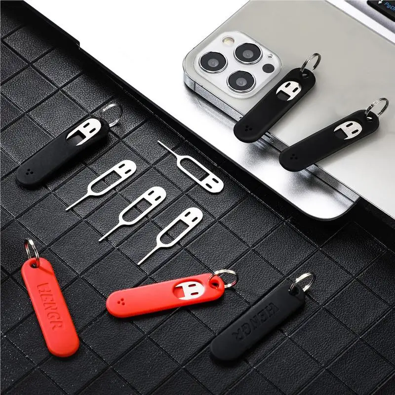 Portable Anti-Lost Keychain with Sim Card Remover Openning Tool for Mobile Phones Tray Eject Pins Needle Opener Ejector