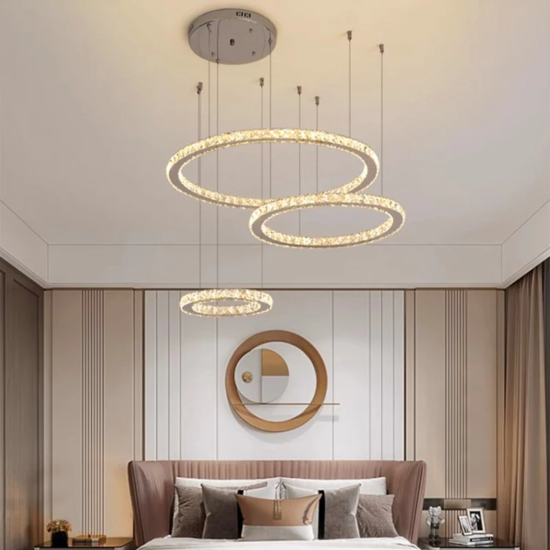 Lustre de cristal moderno para decoração de casa, luminária pendente de escada, luzes pendentes de sala de estar, iluminação interior