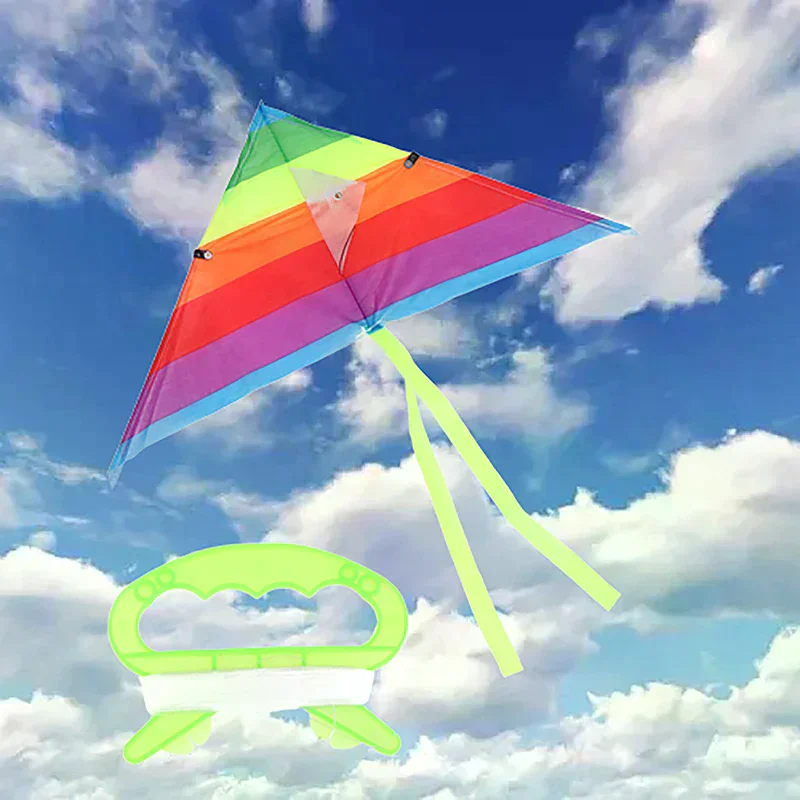 Nuovo triangolo colorato arcobaleno aquilone giocattoli volanti aquilone per bambini bambini con 30 m aquilone stringa divertimento all'aria aperta aquiloni sportivi giocattoli