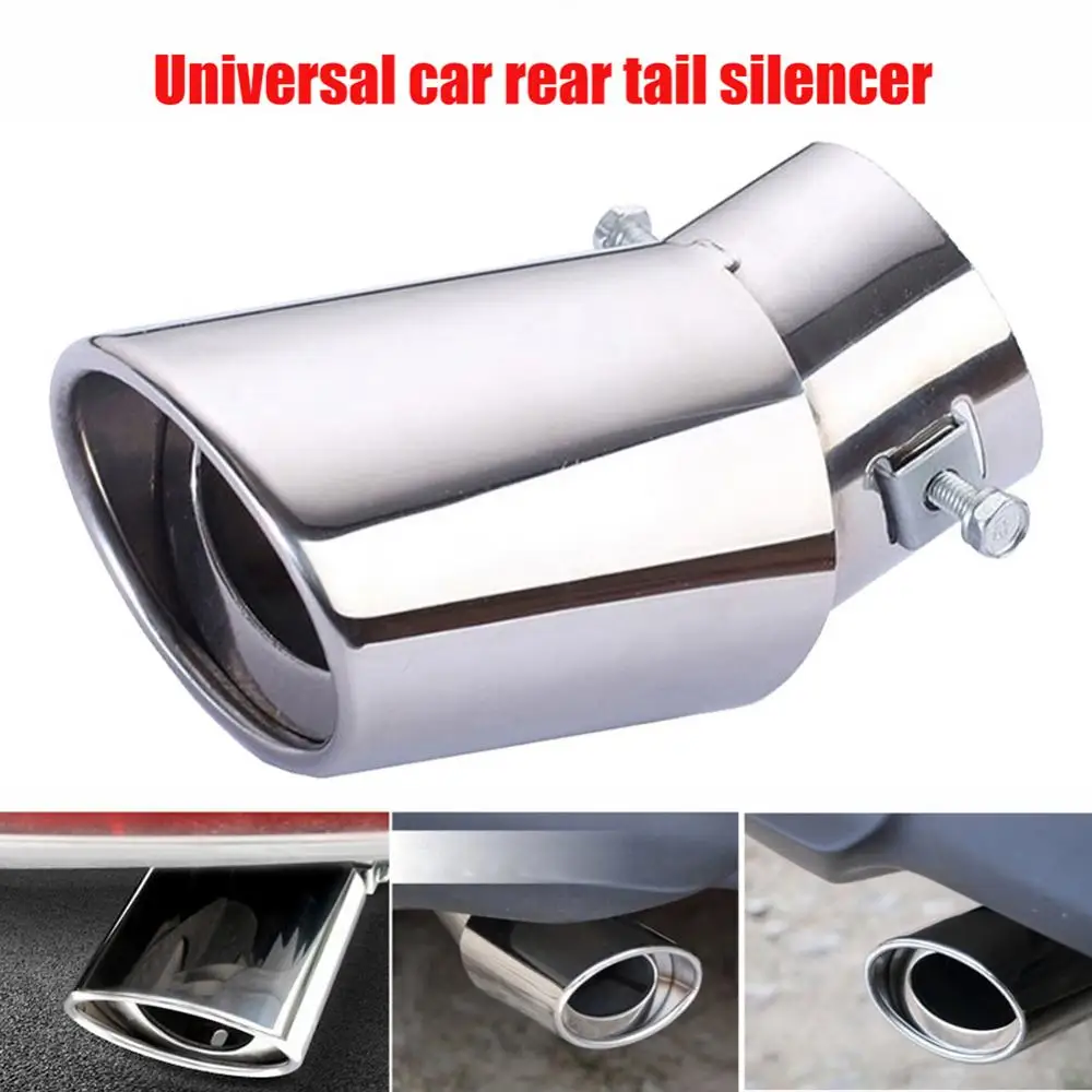 Universal Car Rear Round Stainless Steel Exhaust Pipe Tail Muffler Durable Easy To Install Anti-corrosive Car Accessories