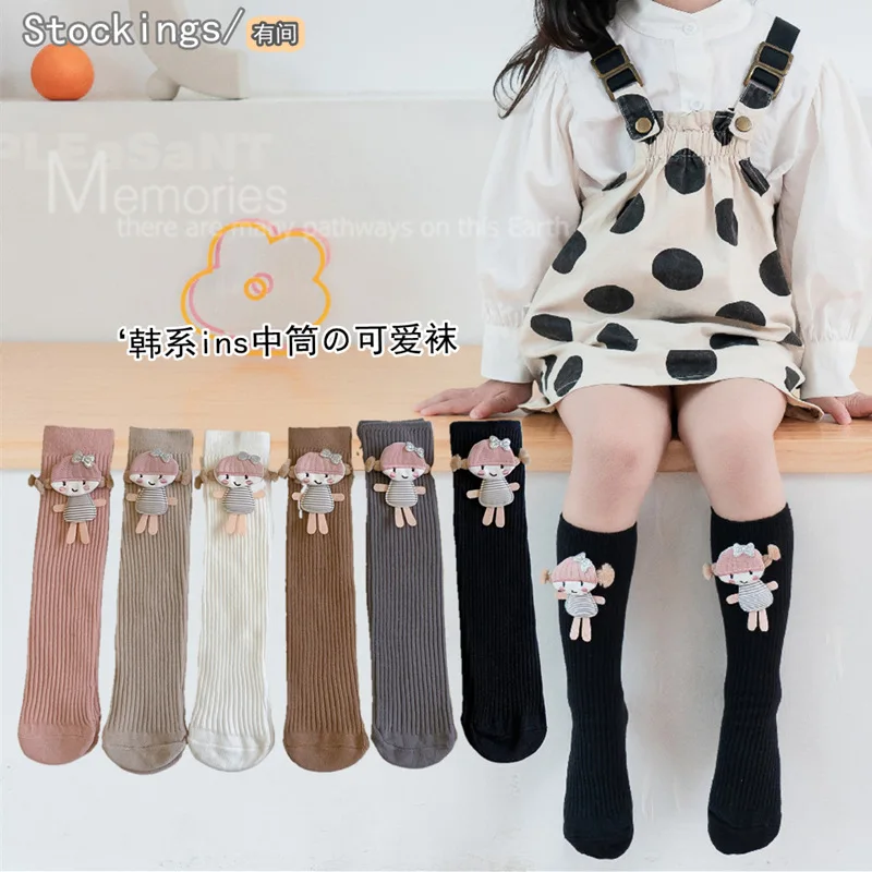 girl socks long sock over knee high Cartoon baby girls toddler shoes socks girls 2 to 8 year socks kids cotton spring autumn