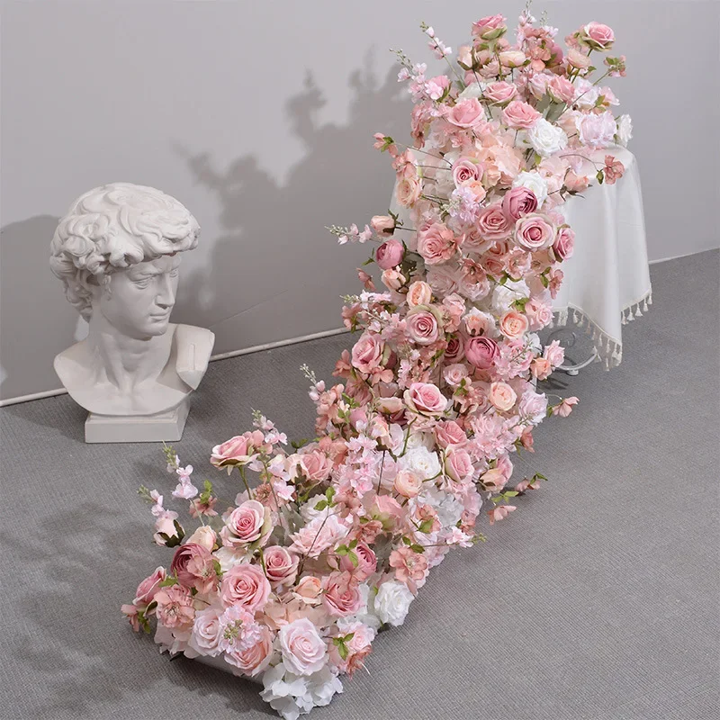 200cm Wedding Decoration Rose Runner Flower Artificial Flower Thickened Road Leading Flower Arrangement Wedding Arch Decor Prop