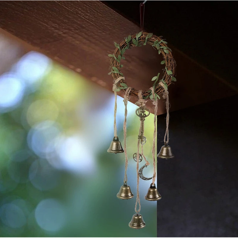 Witch's Protection Bell Witch'ss Bell Protection Door Handle Pendant Rattan Wind Chime Witch Pray Crystal Wind Chime Room Decor